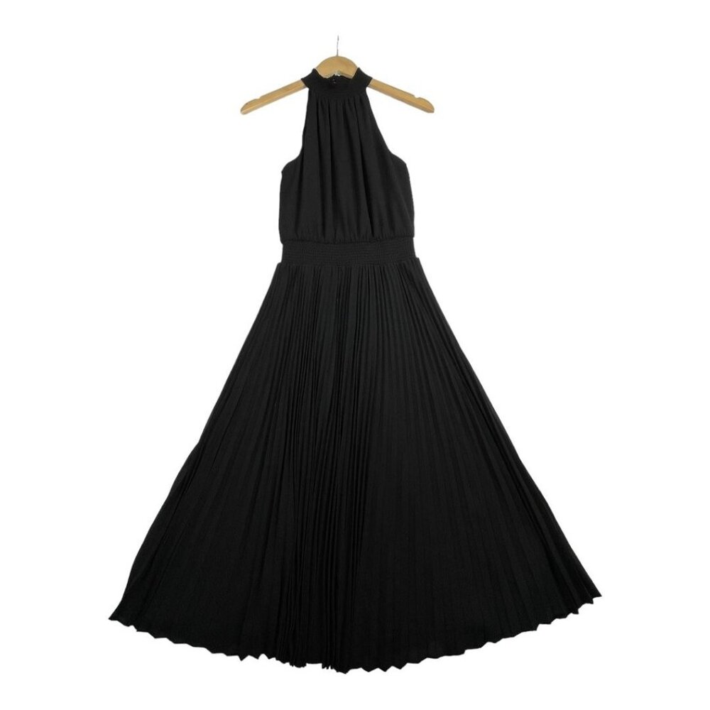 White‎ House Black Market Pleated Halter Midi Dress size 00 Black